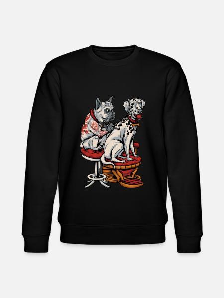 Franse Bulldog Dalmatische Tattoo - Stanley/Stella Uniseks bio-sweatshirt CHANGER  - zwart