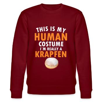 Krapfen Kostüm - Faschingskrapfen Human Costume - Stanley/Stella Unisex Bio-Sweatshirt CHANGER  - Burgunderrot - Vorne - Nik (191cm) & Marisol (170cm)