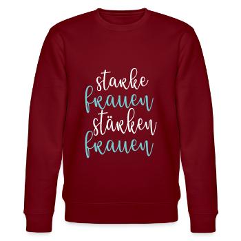 Frauenpower Powerfrau Starke Frauen Stärken Frauen - Stanley/Stella Unisex Bio-Sweatshirt CHANGER  - Burgunderrot - Vorne - Nik (191cm) & Marisol (170cm)