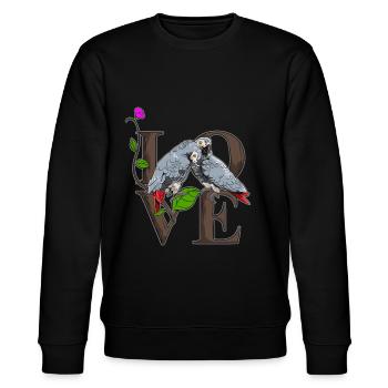 Graupapagei Sittich - Stanley/Stella Unisex Bio-Sweatshirt CHANGER  - Schwarz - Vorne - Nik (191cm) & Marisol (170cm)