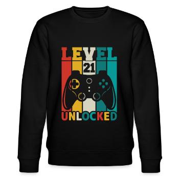 21 Jahre 21. Geburtstag Level freigeschaltet Gamin - Stanley/Stella Unisex Bio-Sweatshirt CHANGER  - Schwarz - Vorne - Nik (191cm) & Marisol (170cm)