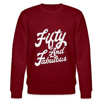 Fifty and fabulous - Stanley/Stella CHANGER Unisex Organic Sweatshirt - burgundy - Front - Nik (191cm) & Marisol (170cm)