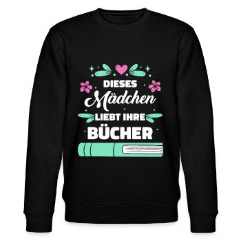 Buch Lesen Bücher Buch Nerd Bücherwurm - Stanley/Stella Unisex Bio-Sweatshirt CHANGER  - Schwarz - Vorne - Nik (191cm) & Marisol (170cm)