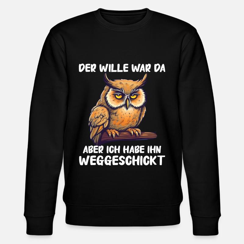 Nachteule Eule Eulen Vogel - Stanley/Stella Unisex Bio-Sweatshirt CHANGER - Schwarz