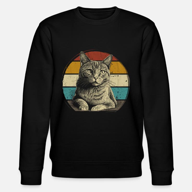 Retro Cat Kitten - Stanley/Stella CHANGER Unisex Organic Sweatshirt - black