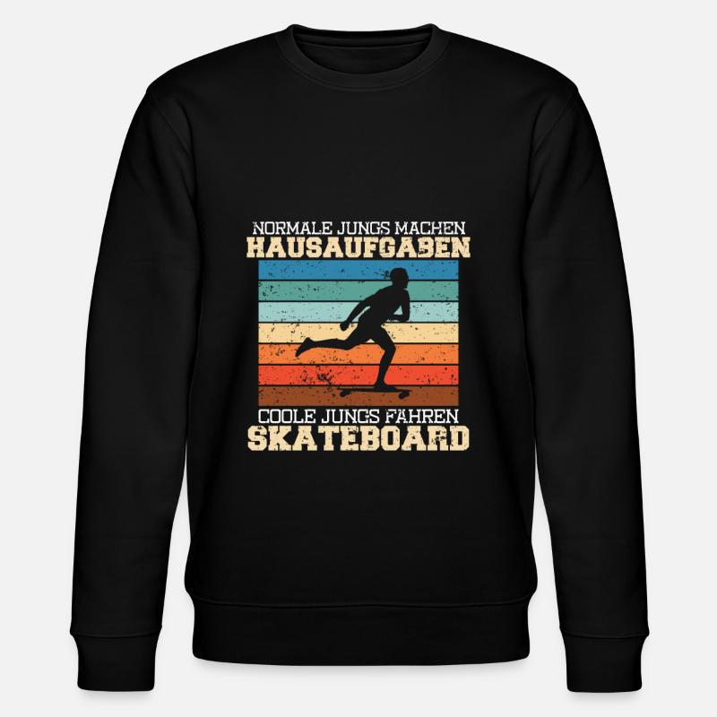 Coole Jungs fahren Skateboard - Stanley/Stella Unisex Bio-Sweatshirt CHANGER  - Schwarz