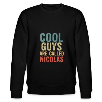 Cool guys are called Nicolas - Stanley/Stella Unisex Bio-Sweatshirt CHANGER  - Schwarz - Vorne - Nik (191cm) & Marisol (170cm)