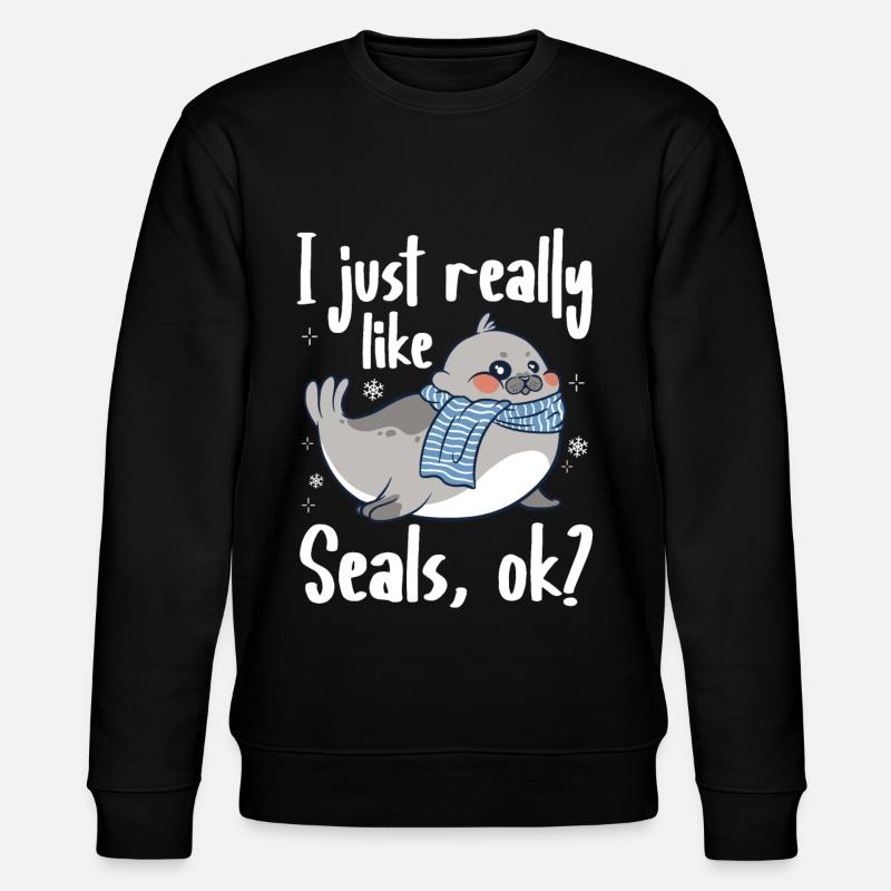 Robbe Robben Tier Seelöwe - Stanley/Stella Unisex Bio-Sweatshirt CHANGER  - Schwarz