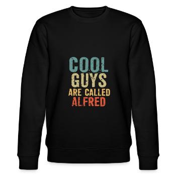 Cool guys are called Alfred - Stanley/Stella Unisex Bio-Sweatshirt CHANGER  - Schwarz - Vorne - Nik (191cm) & Marisol (170cm)