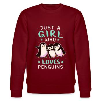 Pinguin Pinguine Tier - Stanley/Stella Unisex Bio-Sweatshirt CHANGER  - Burgunderrot - Vorne - Nik (191cm) & Marisol (170cm)
