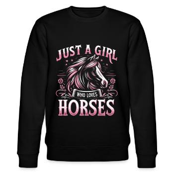 Pferd Pferde Reiten Pferdereiten Sprungreiten - Stanley/Stella Unisex Bio-Sweatshirt CHANGER  - Schwarz - Vorne - Nik (191cm) & Marisol (170cm)
