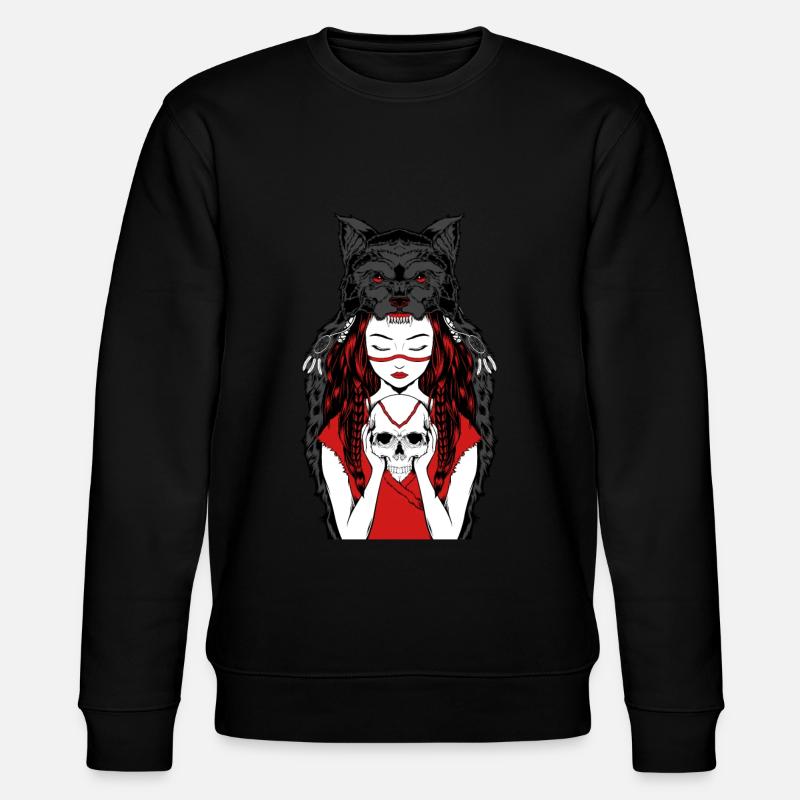 Werwolf Frau Totenkopf Geschenk - Stanley/Stella Unisex Bio-Sweatshirt CHANGER  - Schwarz