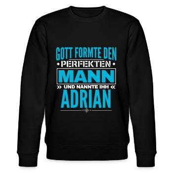 Adrian Name Design - Stanley/Stella Unisex Bio-Sweatshirt CHANGER  - Schwarz - Vorne - Nik (191cm) & Marisol (170cm)