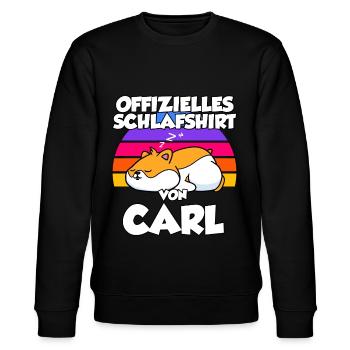 Offizielles Schlafshirt Von Carl - Stanley/Stella Unisex Bio-Sweatshirt CHANGER  - Schwarz - Vorne - Nik (191cm) & Marisol (170cm)