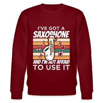 Saxophone Kids - Stanley/Stella CHANGER Unisex Organic Sweatshirt - burgundy - Front - Nik (191cm) & Marisol (170cm)