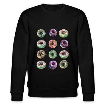 Donuts twelve colorful colorful - Stanley/Stella CHANGER Unisex Organic Sweatshirt - black - Front - Nik (191cm) & Marisol (170cm)