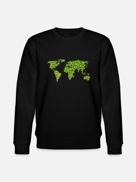 Green World Map - Stanley/Stella CHANGER Unisex Organic Sweatshirt - black