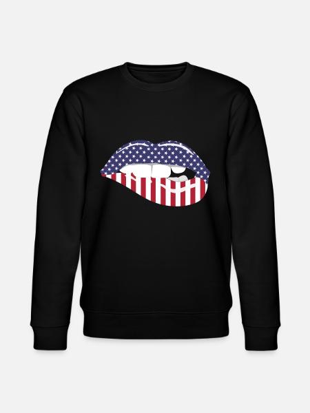 Lip Kiss USA Print - Stanley/Stella CHANGER Unisex Organic Sweatshirt - black