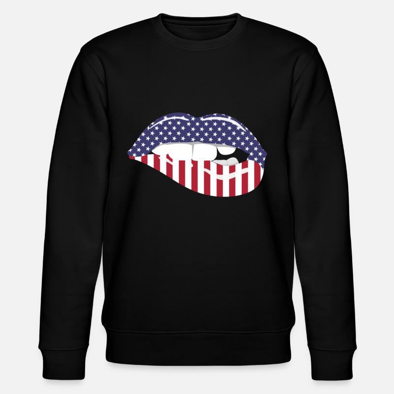 Lippen Kuss USA Print - Stanley/Stella Unisex Bio-Sweatshirt CHANGER  - Schwarz