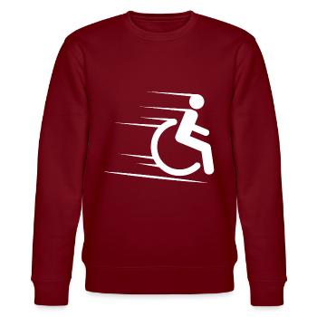Rollstuhl Behinderung - Stanley/Stella Unisex Bio-Sweatshirt CHANGER  - Burgunderrot - Vorne - Nik (191cm) & Marisol (170cm)
