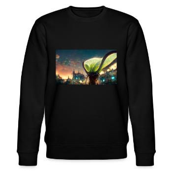 Futuristic Venus flytrap - Stanley/Stella CHANGER Unisex Organic Sweatshirt - black - Front - Nik (191cm) & Marisol (170cm)
