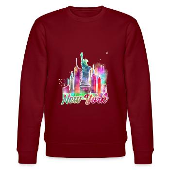 New York J - Stanley/Stella Unisex Bio-Sweatshirt CHANGER  - Burgunderrot - Vorne - Nik (191cm) & Marisol (170cm)