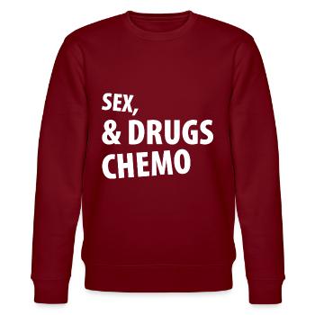 Sex Drugs Chemo - Stanley/Stella CHANGER Unisex Organic Sweatshirt - burgundy - Front - Nik (191cm) & Marisol (170cm)