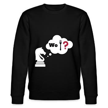 Schach Spruch Geschenk Schachmatt Queens Gambit - Stanley/Stella Unisex Bio-Sweatshirt CHANGER  - Schwarz - Vorne - Nik (191cm) & Marisol (170cm)