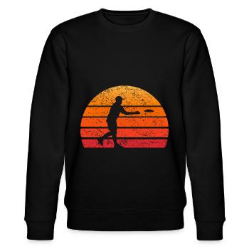Disc Golf Frisbee Retro Geschenk - Stanley/Stella Unisex Bio-Sweatshirt CHANGER  - Schwarz - Vorne - Nik (191cm) & Marisol (170cm)
