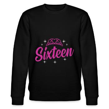 16. Geburtstag - Stanley/Stella Unisex Bio-Sweatshirt CHANGER  - Schwarz - Vorne - Nik (191cm) & Marisol (170cm)