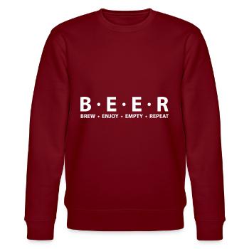 Bier trinken - Stanley/Stella Unisex Bio-Sweatshirt CHANGER  - Burgunderrot - Vorne - Nik (191cm) & Marisol (170cm)