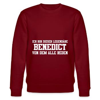 Benedict Name Design - Stanley/Stella Unisex Bio-Sweatshirt CHANGER  - Burgunderrot - Vorne - Nik (191cm) & Marisol (170cm)