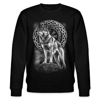 Wolf Vegvisir Rune - Stanley/Stella Unisex Bio-Sweatshirt CHANGER  - Schwarz - Vorne - Nik (191cm) & Marisol (170cm)