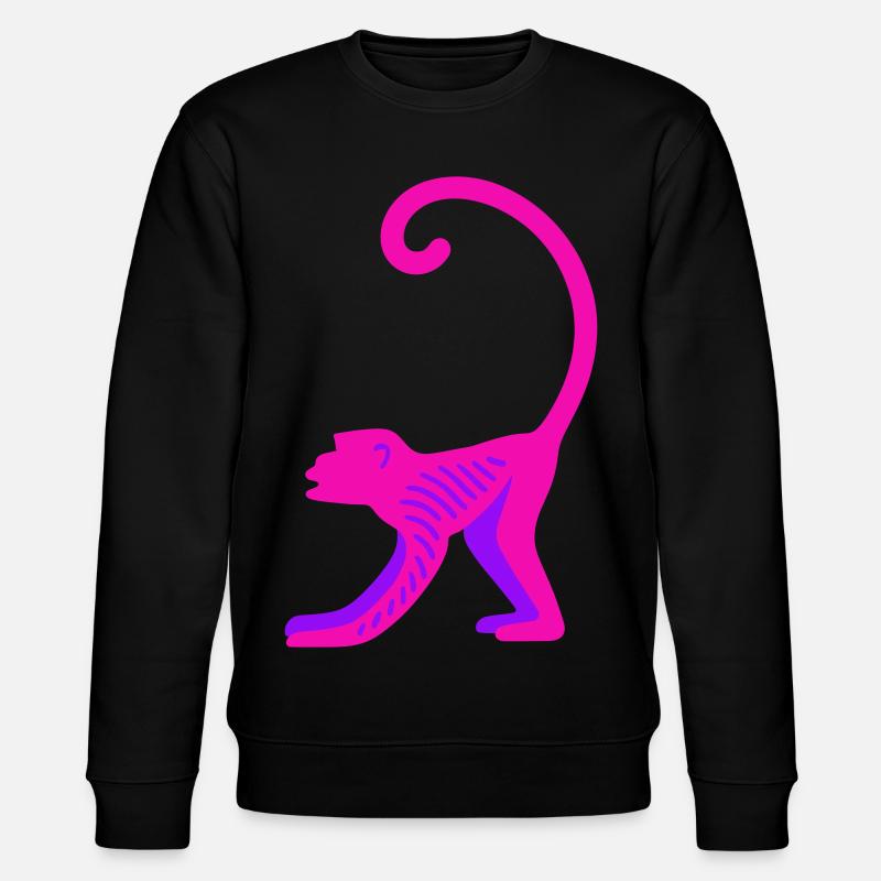 Neon Pink Monkey - Stanley/Stella CHANGER Unisex Organic Sweatshirt - black