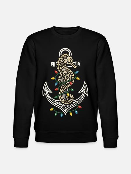 Maritime Weihnachten Anker Seepferdchen & Licht - Stanley/Stella Unisex Bio-Sweatshirt CHANGER - Schwarz
