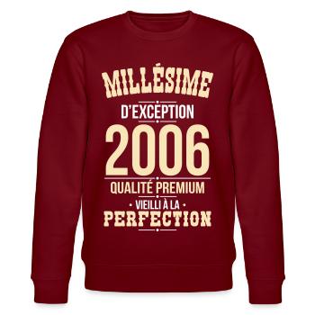 2006 – Exceptional vintage – Premium quality - Stanley/Stella CHANGER Unisex Organic Sweatshirt - burgundy - Front - Nik (191cm) & Marisol (170cm)