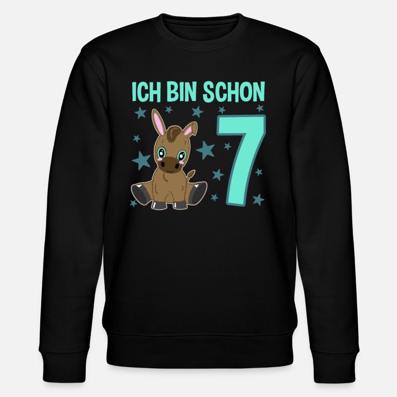 Siebenjährige Partyeselchen Glücksbringer - Stanley/Stella Unisex Bio-Sweatshirt CHANGER  - Schwarz