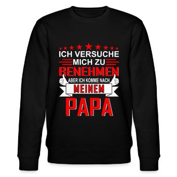 Papa Spruch für Kinder - Stanley/Stella Unisex Bio-Sweatshirt CHANGER  - Schwarz - Vorne - Nik (191cm) & Marisol (170cm)