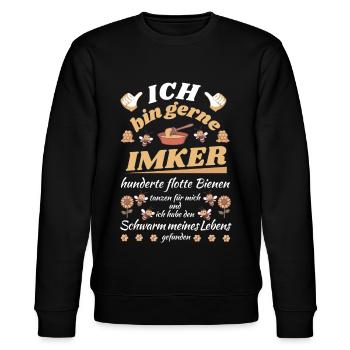 Ich bin gerne Imker - Stanley/Stella Unisex Bio-Sweatshirt CHANGER  - Schwarz - Vorne - Nik (191cm) & Marisol (170cm)