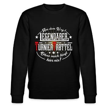 TurnierTrottel Pferd Reiter Reitsport Pferdespruch - Stanley/Stella Unisex Bio-Sweatshirt CHANGER  - Schwarz - Vorne - Nik (191cm) & Marisol (170cm)