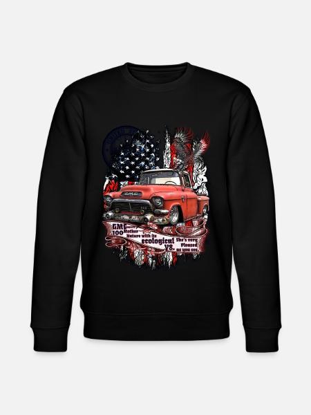 Legendarisk V8 Pick Up Truck Amerikansk Flagga - Ekologisk sweatshirt CHANGER unisex från Stanley/Stella - svart