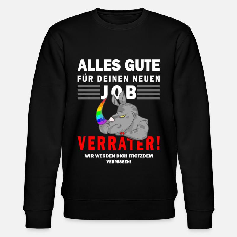 Jobwechsel Verräter Abschiedsgeschenk Nashorn - Stanley/Stella Unisex Bio-Sweatshirt CHANGER  - Schwarz