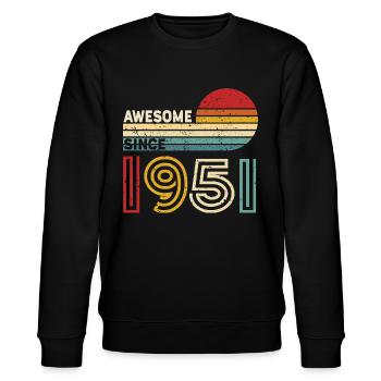 1951 Geschenk Geburtstag Jahrgang Spruch - Stanley/Stella Unisex Bio-Sweatshirt CHANGER  - Schwarz - Vorne - Nik (191cm) & Marisol (170cm)
