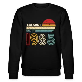 1985 Geschenk Geburtstag Jahrgang Spruch - Stanley/Stella Unisex Bio-Sweatshirt CHANGER  - Schwarz - Vorne - Nik (191cm) & Marisol (170cm)