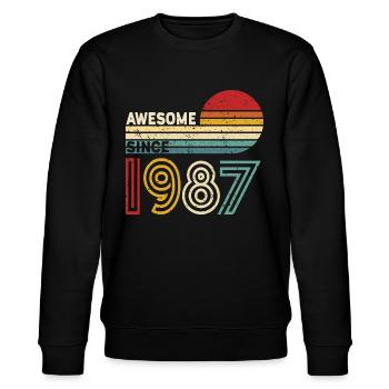 1987 Gift Birthday Vintage Spruch - Stanley/Stella CHANGER Unisex Organic Sweatshirt - black - Front - Nik (191cm) & Marisol (170cm)