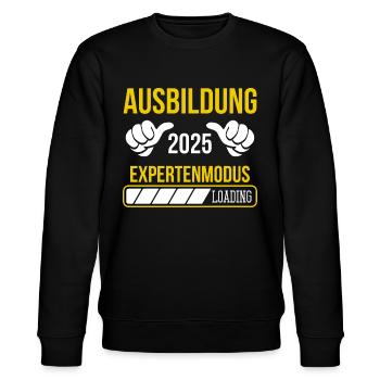 Azubi Geschenk Ausbildung 2025 Lehrling Spruch - Stanley/Stella Unisex Bio-Sweatshirt CHANGER  - Schwarz - Vorne - Nik (191cm) & Marisol (170cm)
