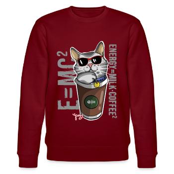 coffee cat - Stanley/Stella CHANGER Unisex Organic Sweatshirt - burgundy - Front - Nik (191cm) & Marisol (170cm)