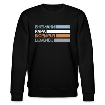 Retro Ehemann Papa Ingenieur Legende - Stanley/Stella Unisex Bio-Sweatshirt CHANGER  - Schwarz - Vorne - Nik (191cm) & Marisol (170cm)