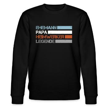 Papa der Heimwerker - Stanley/Stella Unisex Bio-Sweatshirt CHANGER  - Schwarz - Vorne - Nik (191cm) & Marisol (170cm)