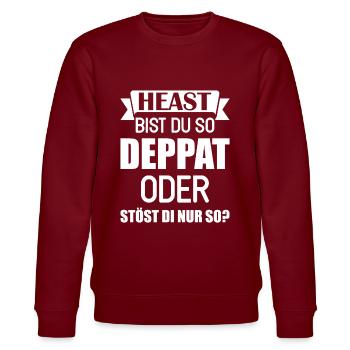 Österreich Dialekt Spruch - Stanley/Stella Unisex Bio-Sweatshirt CHANGER  - Burgunderrot - Vorne - Nik (191cm) & Marisol (170cm)